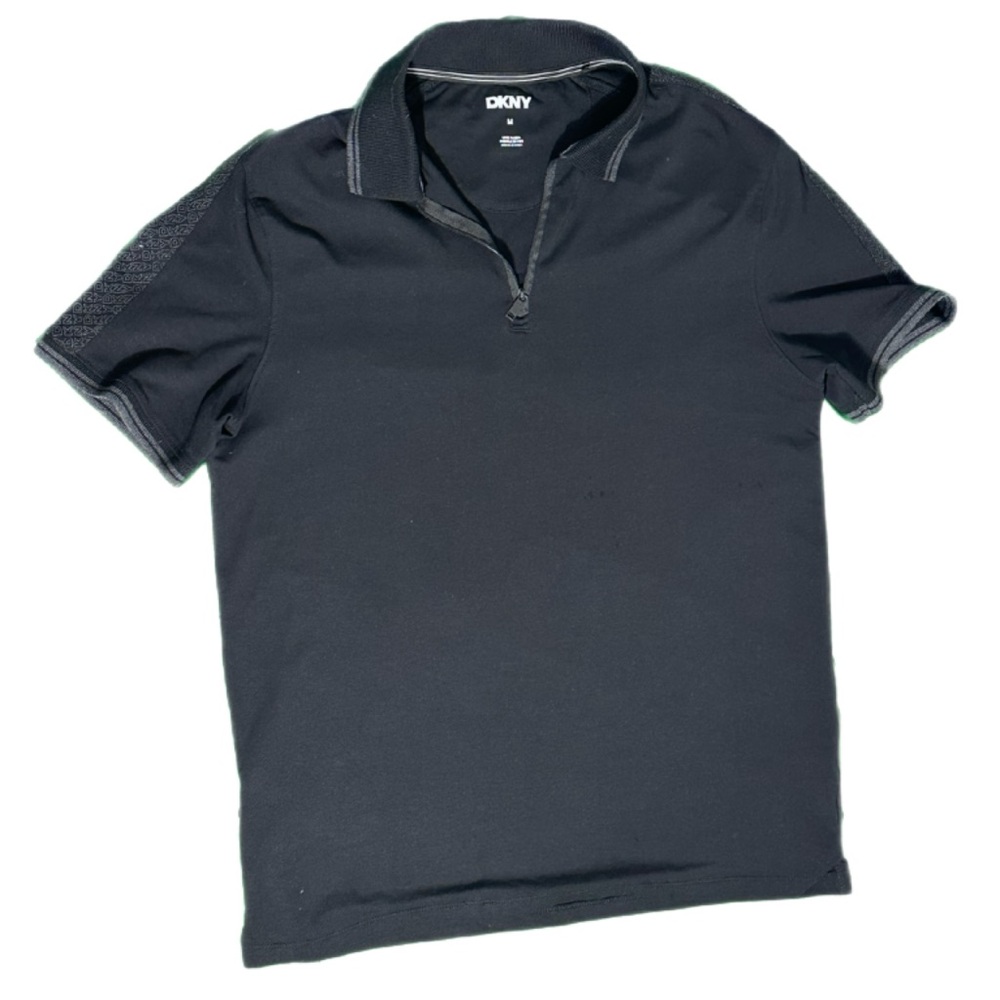 Dkny Black and Gray Polo Shirt Classic Cotton Blend (S) Mens